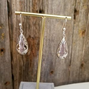 Estate Sterling Silver  Southwestern Style Dangle Earrings